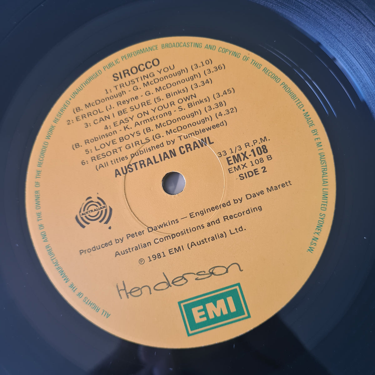 Australian Crawl – Sirocco - 1981 - Vinyl Record LP