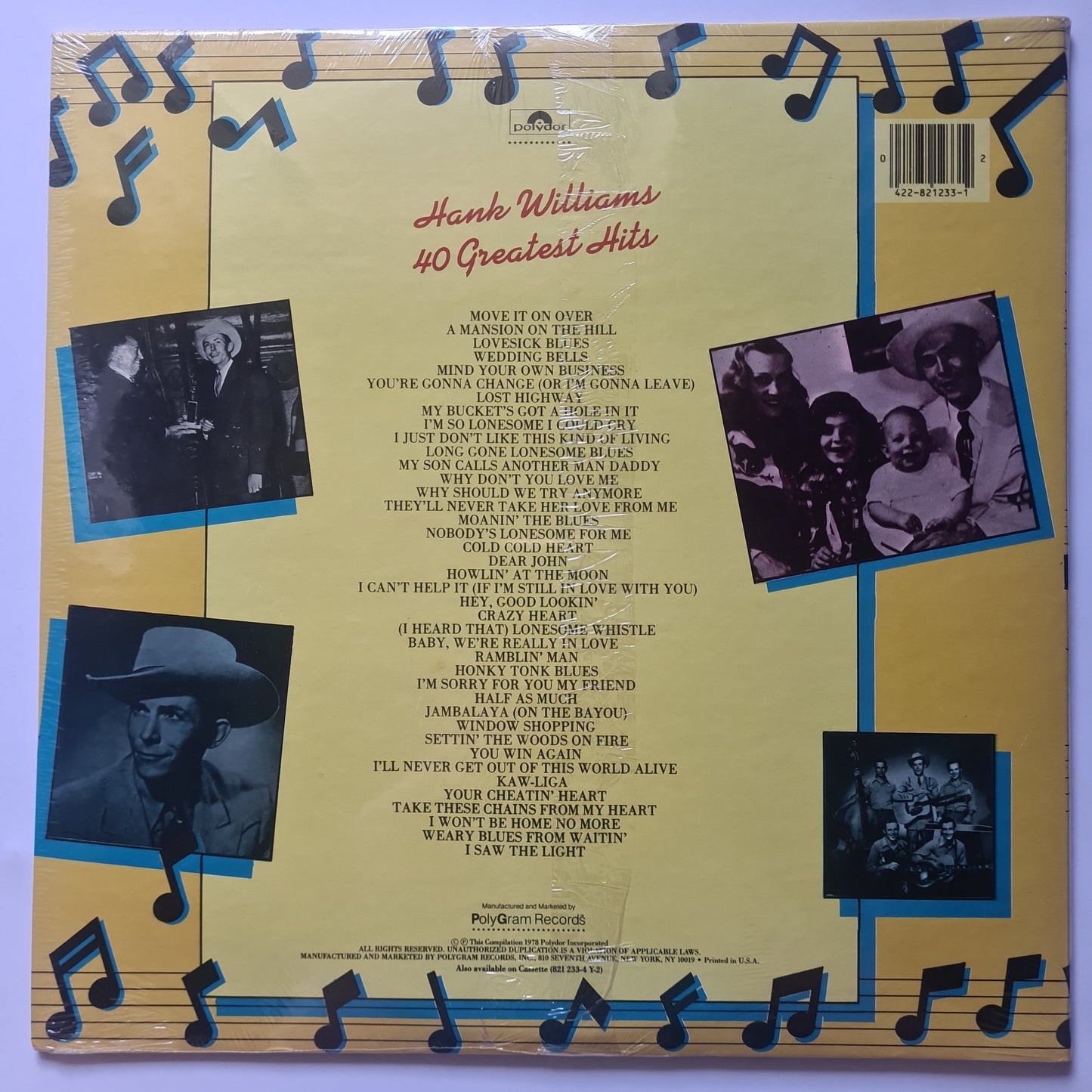 Hank Williams – 40 Greatest Hits - 1978 (Sealed 2LP gatefold) - Vinyl Record LP