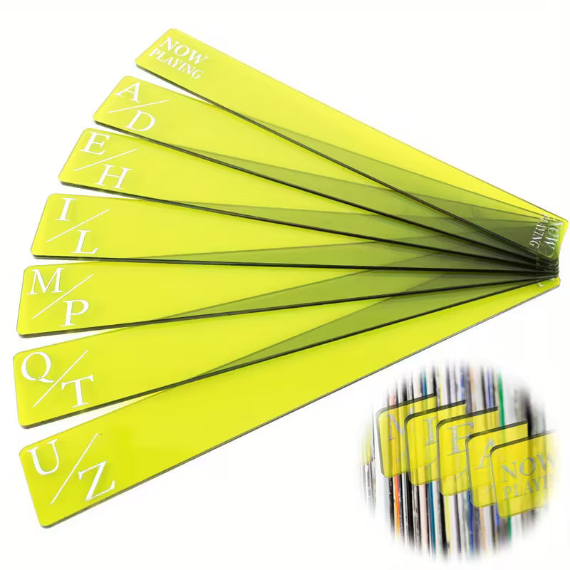 7pc - Vinyl Record Album Divider Set- Acrylic Alphabet Album Organiser Dividers - Heavy Duty