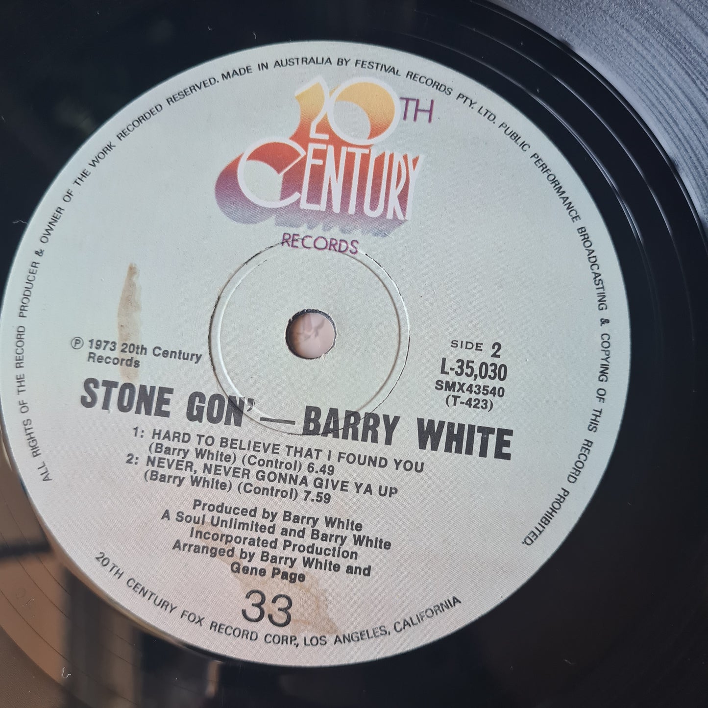 Barry White – Stone Gon' - 1974 - Vinyl Record LP - Sound Hound Records