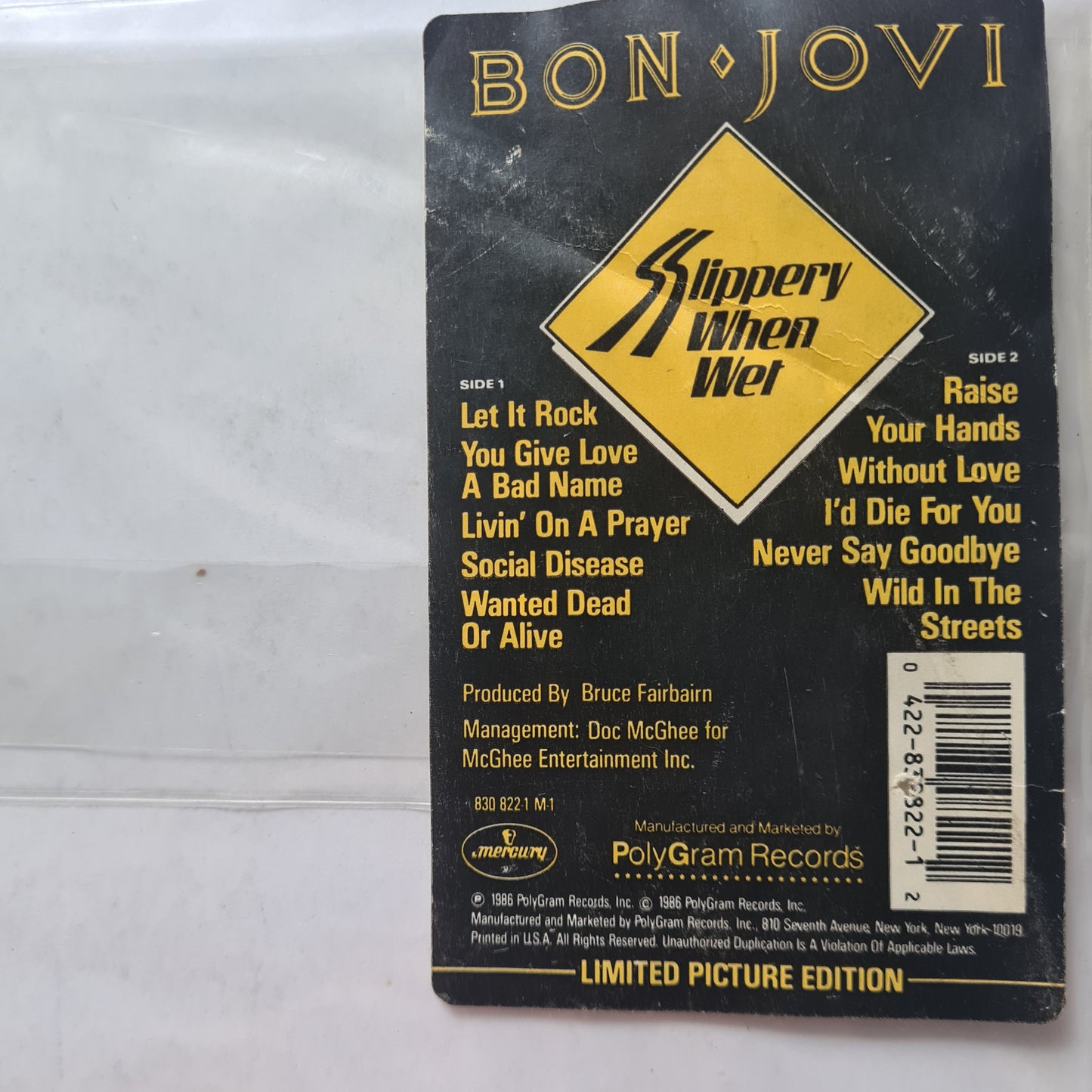 Bon Jovi – Slippery When Wet (Limited Edition Picture Disc) - 1986 - Vinyl Record LP - Sound Hound Records
