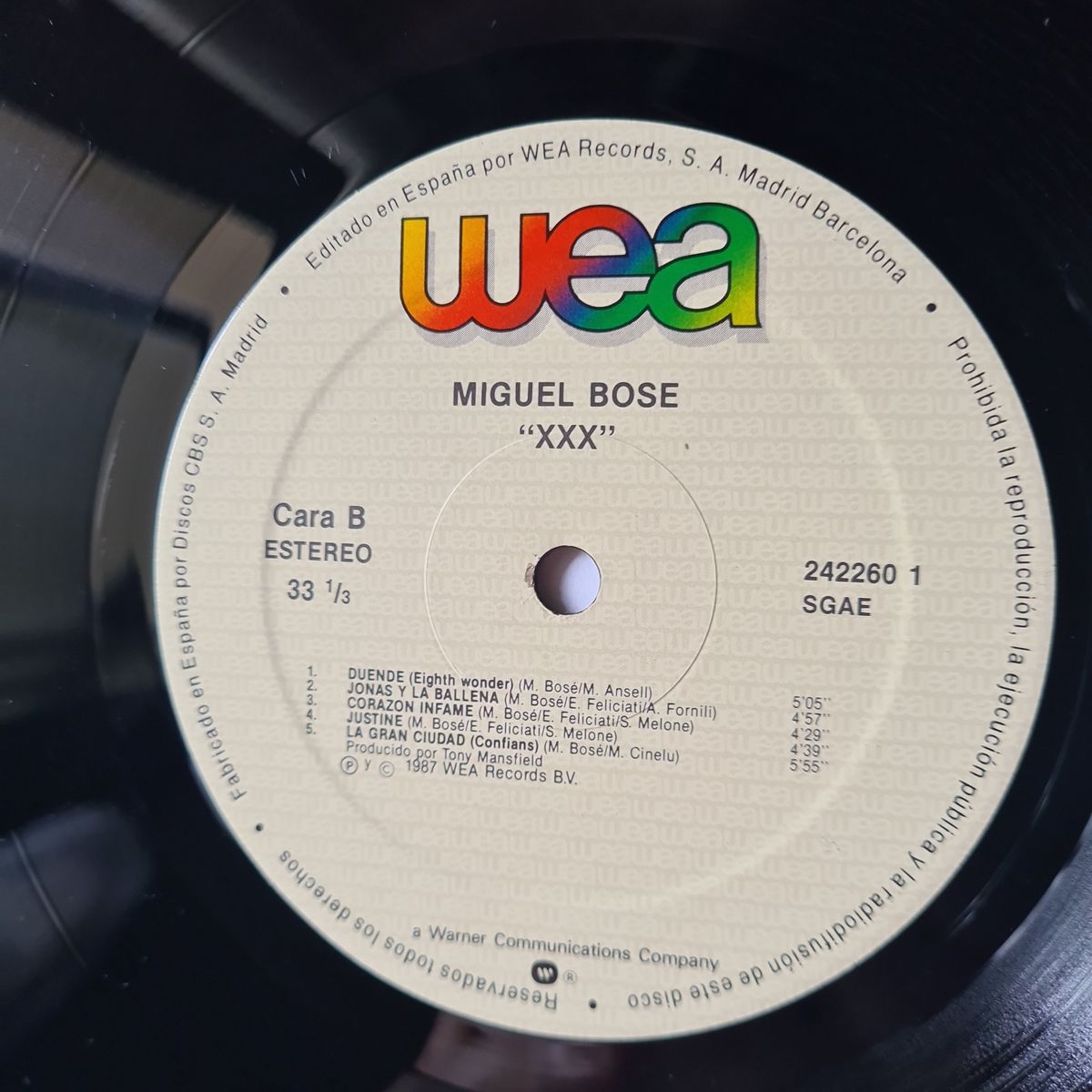Bosè – XXX - 1987 - Vinyl Record LP