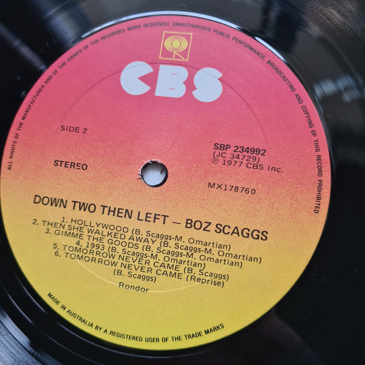 Boz Scaggs – Down Two Then Left - 1977 - Vinyl Record LP (near mint) - Sound Hound Records