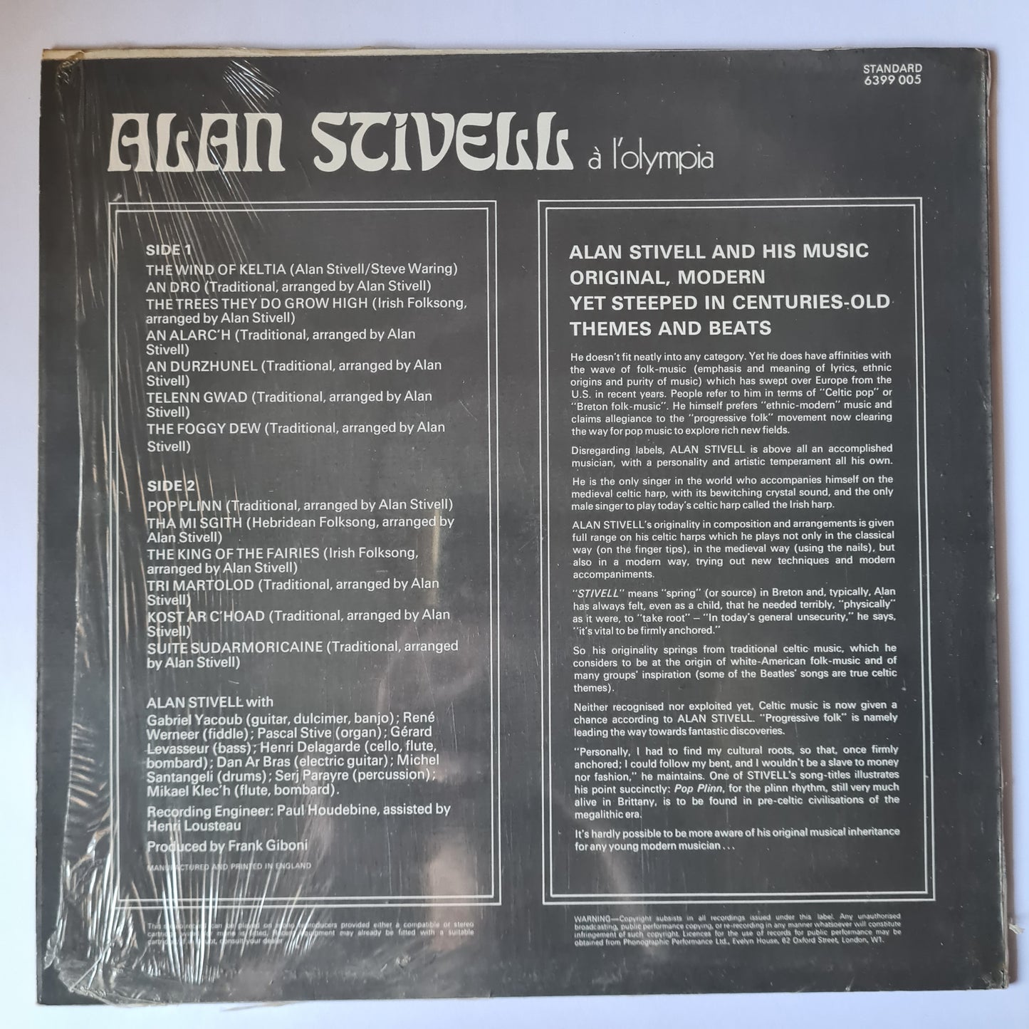 CLEARANCE STOCK! - ALAN STIVELL - VINYL RECORD LP - Sound Hound Records