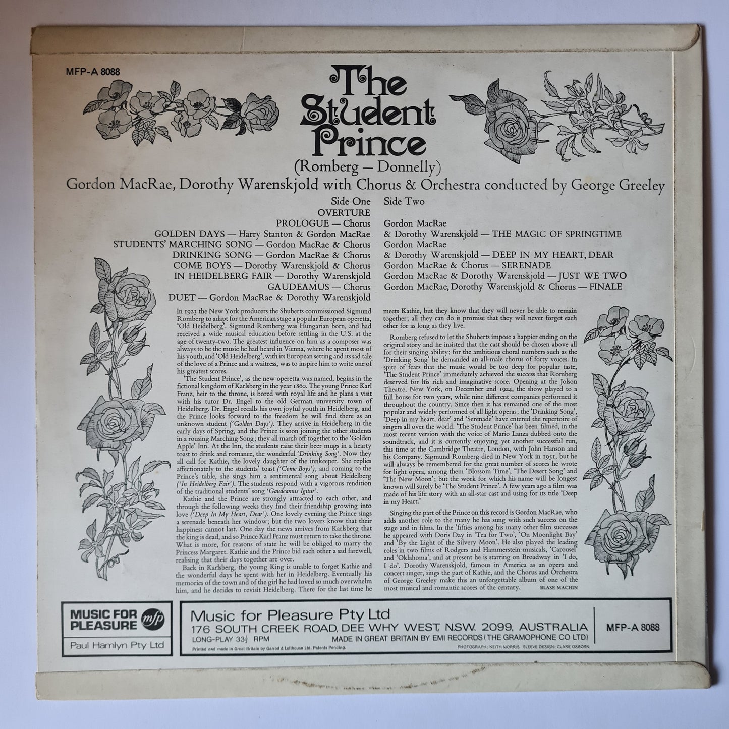 CLEARANCE STOCK! SOUNDTRACK: THE STUDENT PRINCE - VINYL RECORD LP - Sound Hound Records