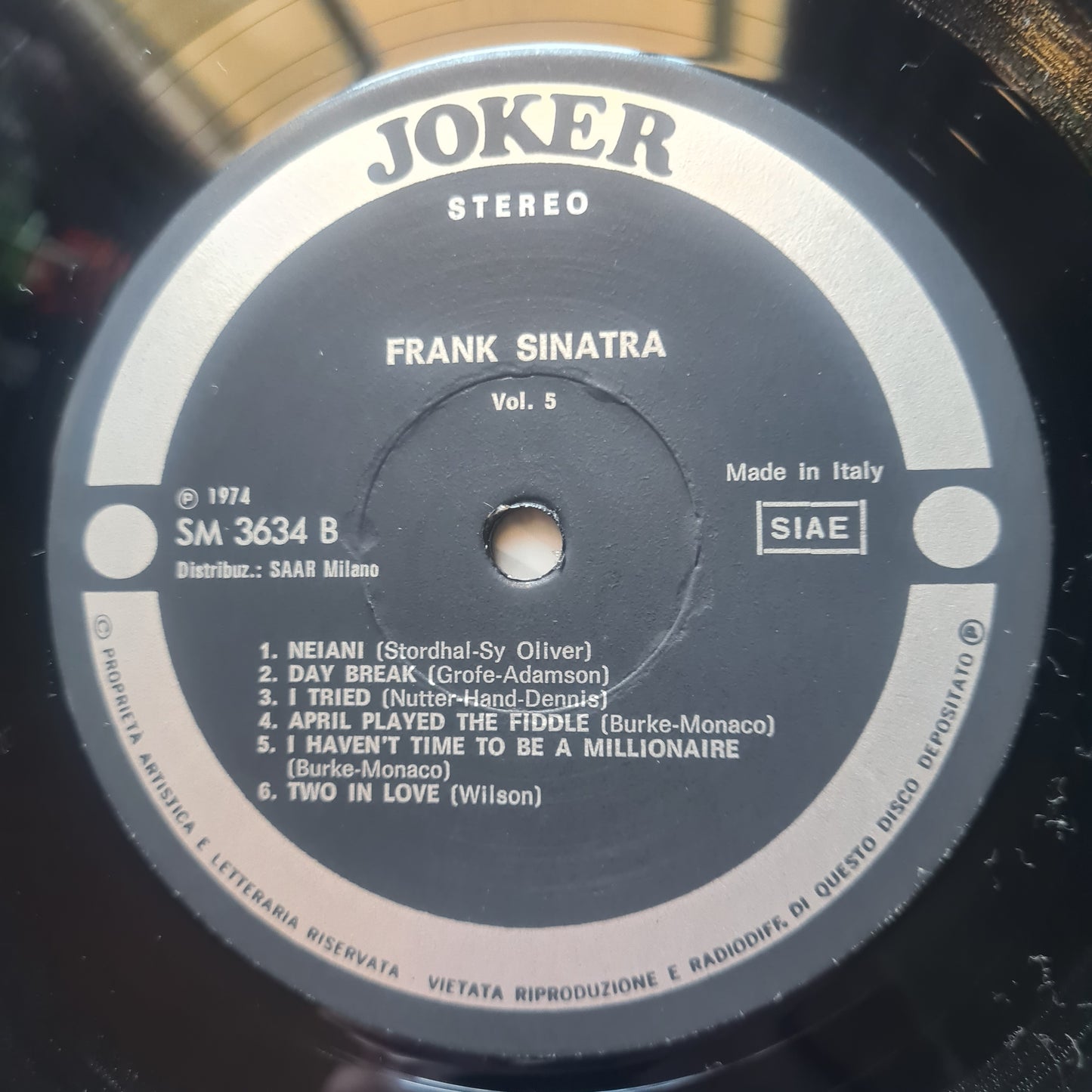 Frank Sinatra – Vol.5 - 1974 (Italian Release) - Vinyl Record LP (near mint) - Sound Hound Records