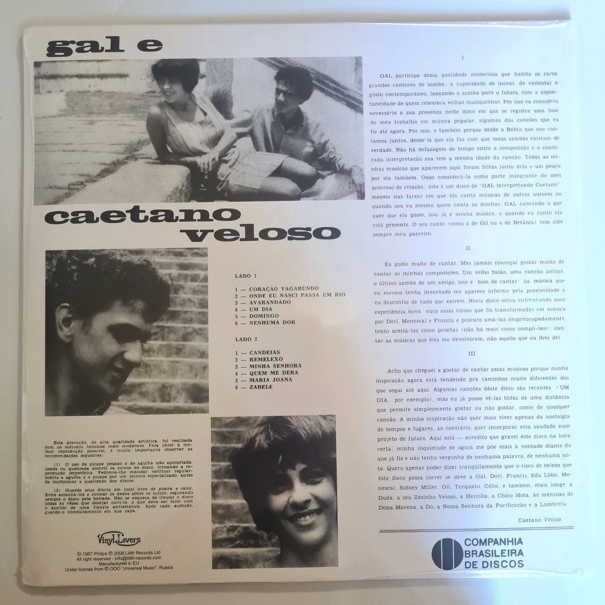 Gal Costa E Caetano Velloso – Domingo - 1967 (2008 Russian Pressing) - Vinyl Record LP (Brand New Sealed)) 🇧🇷