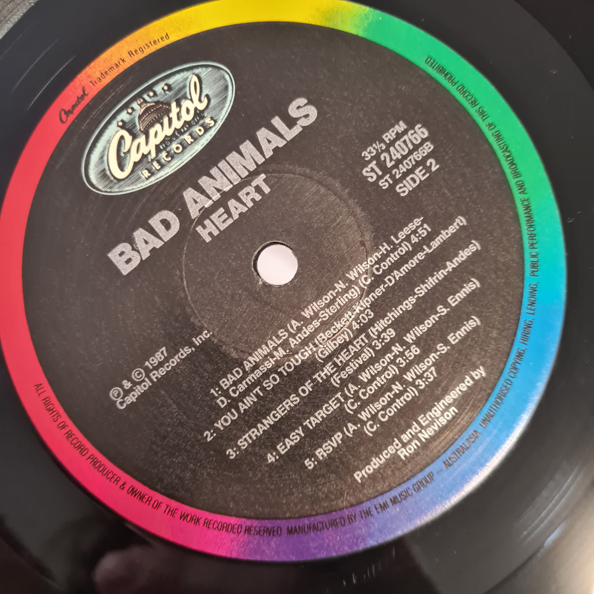 Heart – Bad Animals - 1987 - Vinyl Record LP - Sound Hound Records