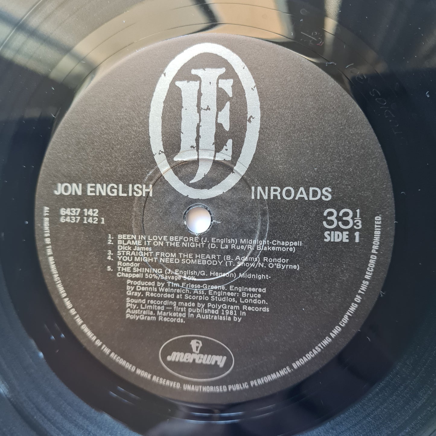 Jon English – In Rocks - 1981 - Vinyl Record LP - Sound Hound Records