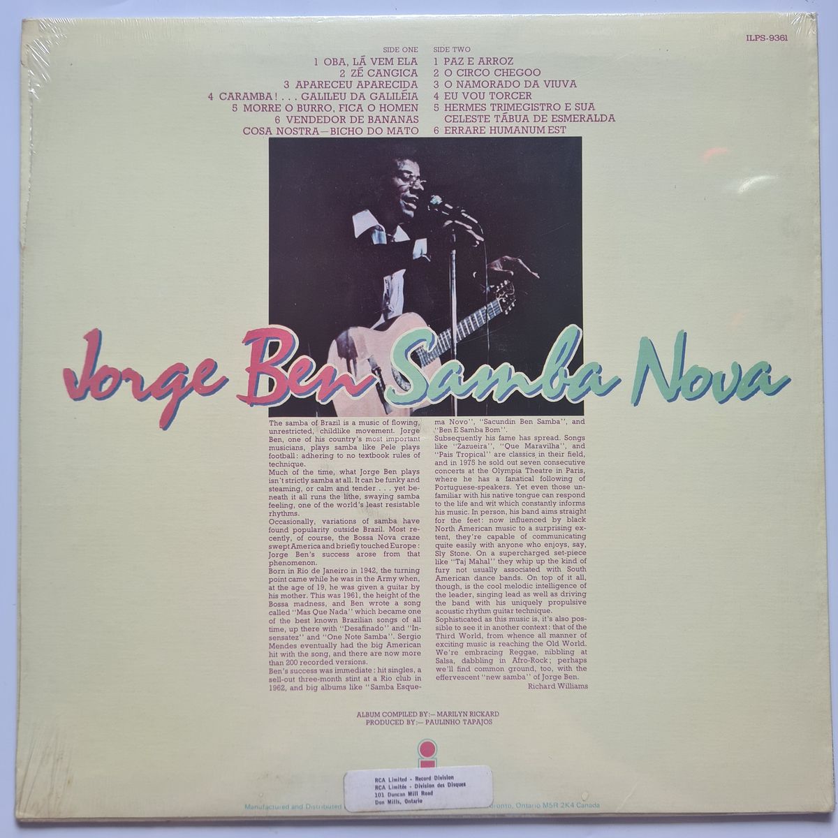 Jorge Ben – Samba Nova - 1976 - Vinyl Record LP 🇧🇷