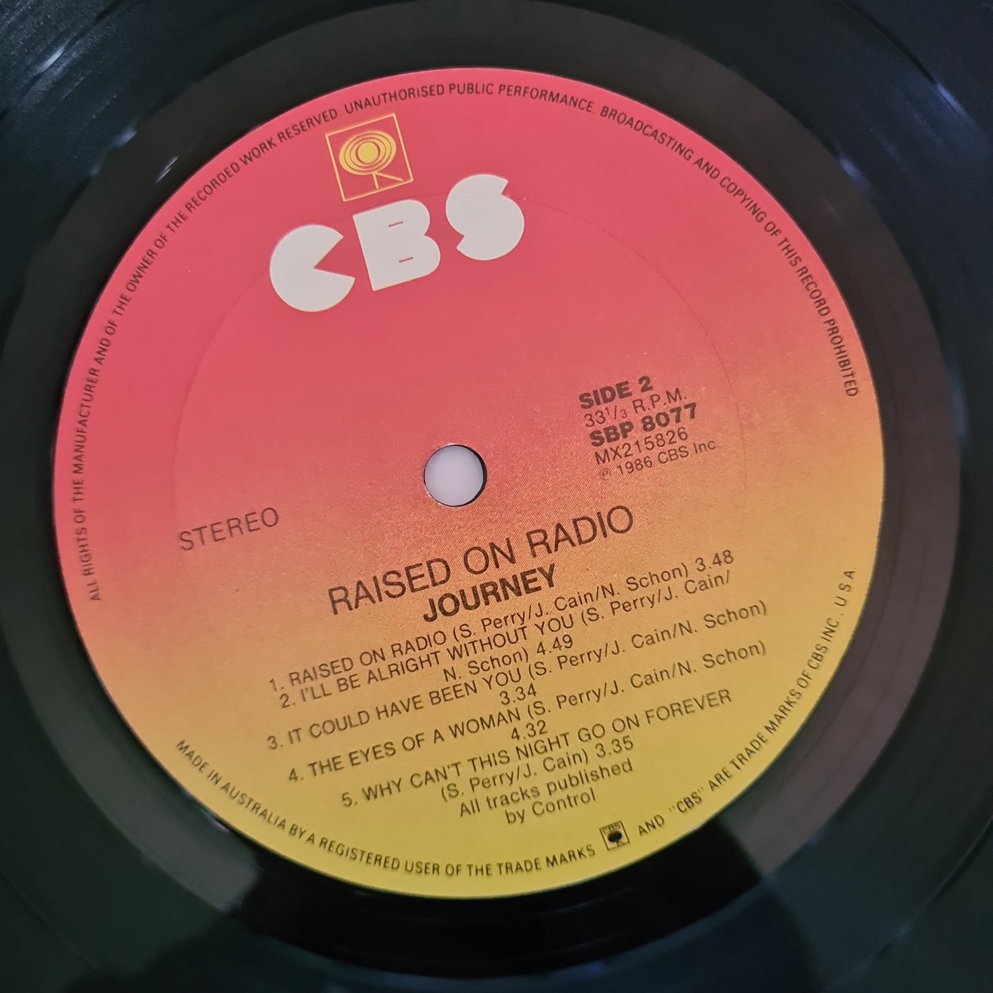 Journey – Raised On Radio - 1986 - Vinyl Record LP - Sound Hound Records