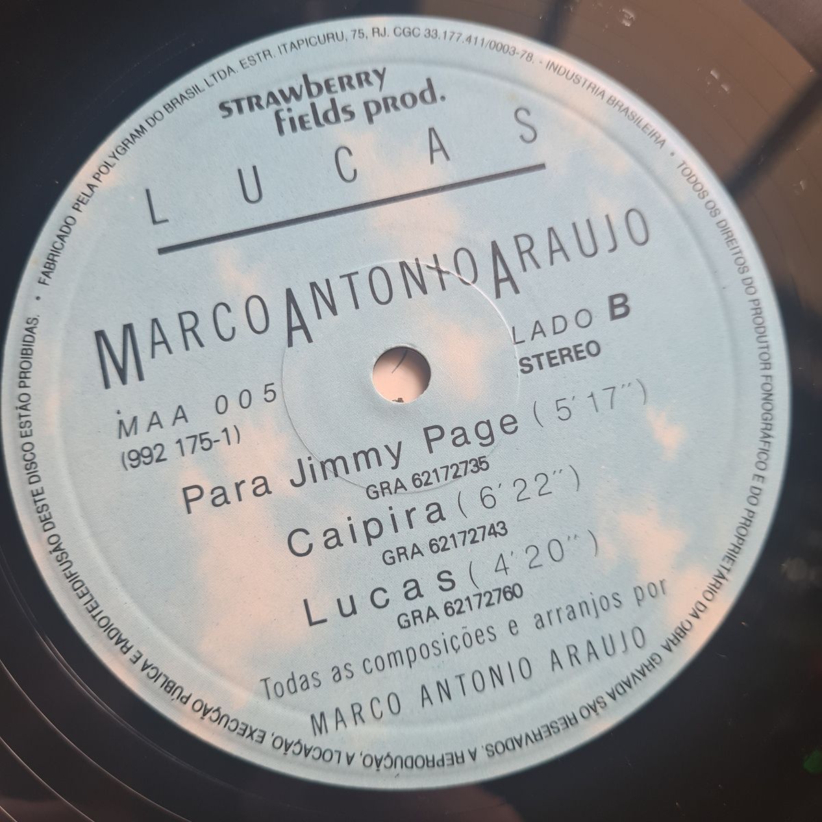 Marco Antonio Araujo – Lucas - 1984 - Vinyl Record LP 🇧🇷