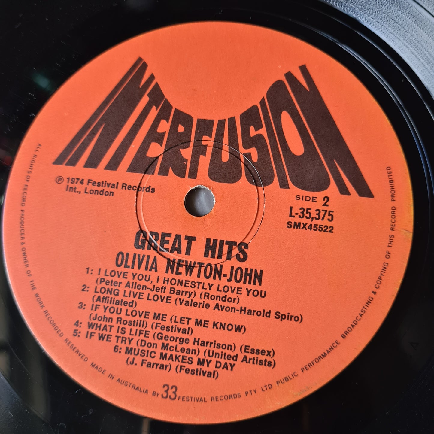 Olivia Newton John – Great Hits: First Impressions - 1974 - Vinyl Record LP - Sound Hound Records
