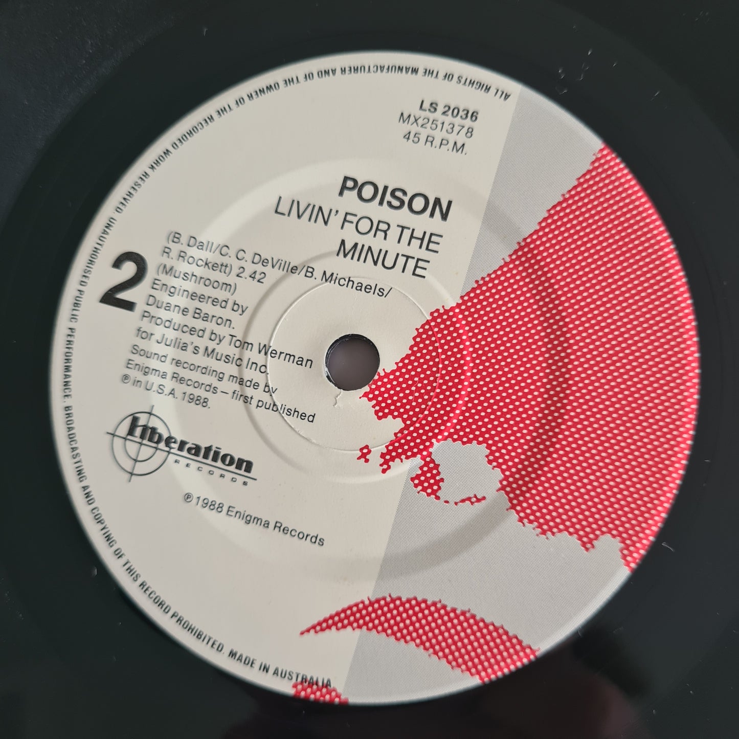 Poison - Every Rose Has Its Thorn/ Livin' For The Minute - 1988 - Vinyl Record 7" Single - 45 RPM - Sound Hound Records