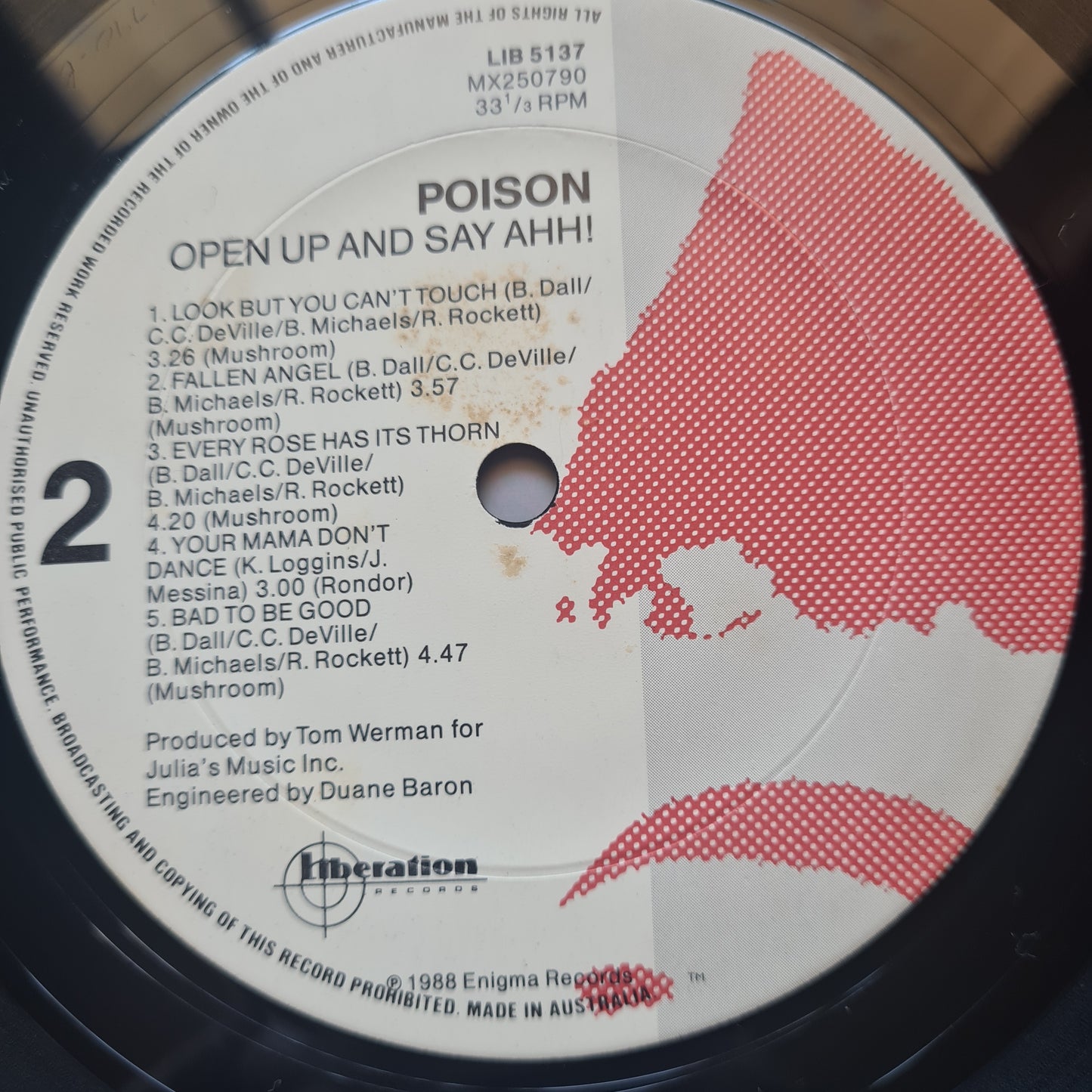 Poison – Open Up & Say... Ahh! - 1988 (Australian pressing) - Vinyl Record LP - Sound Hound Records