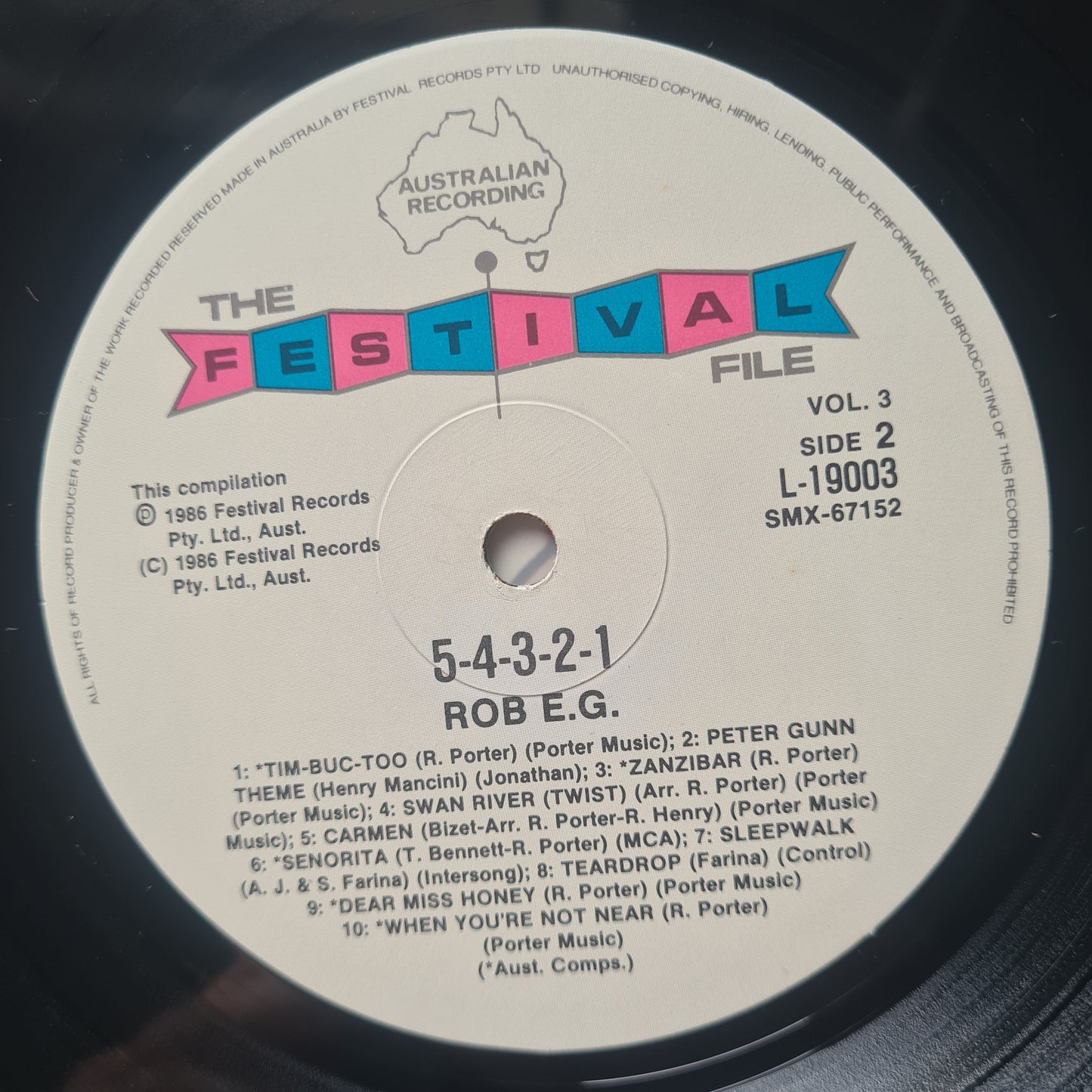 Rob E.G – 5 4 3 2 1 : The Festival File Volume 3 - 1988 - Vinyl Record LP - Sound Hound Records