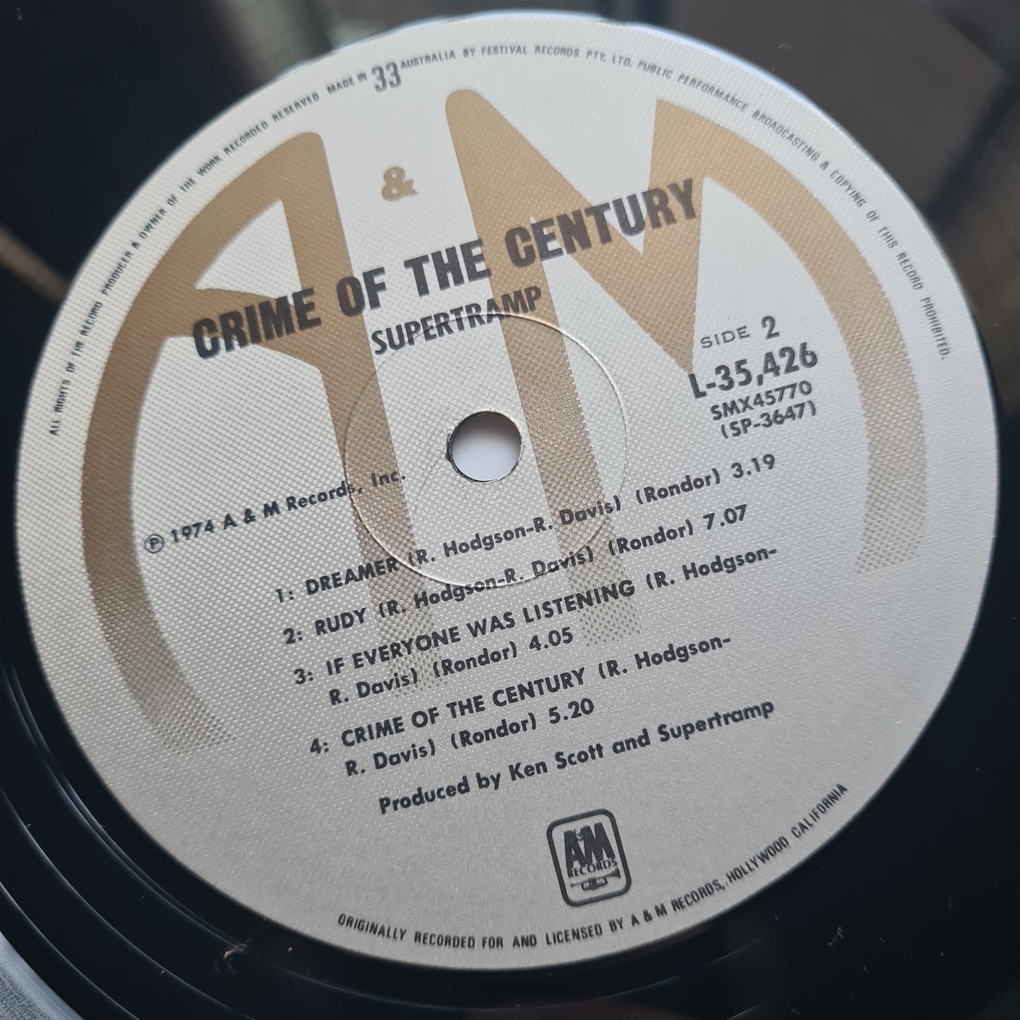 Supertramp – Crime Of The Century - 1975 - Vinyl Record LP - Sound Hound Records