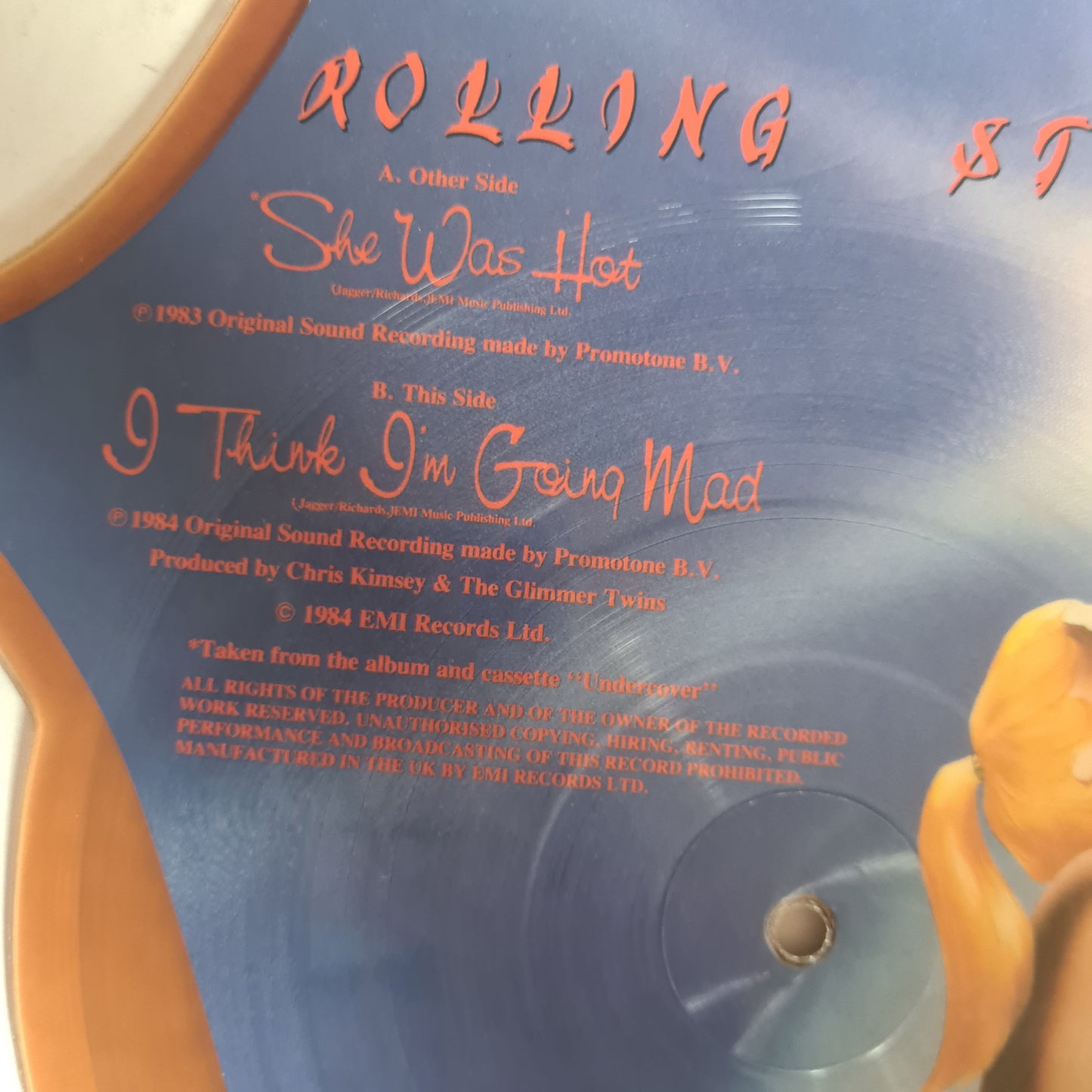 The Rolling Stones – She Was Hot - 1984 - Shaped, Single, Picture Disc - Vinyl Record - Sound Hound Records
