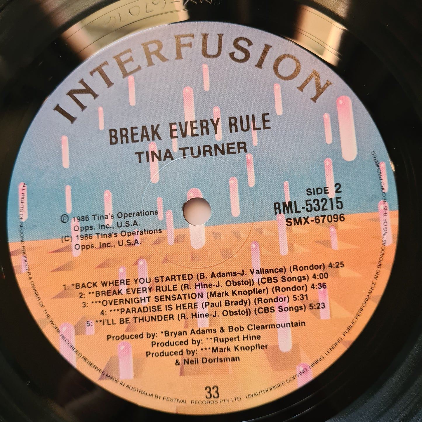 Tina Turner – Break Every Rule - 1986 - Vinyl Record LP - Sound Hound Records