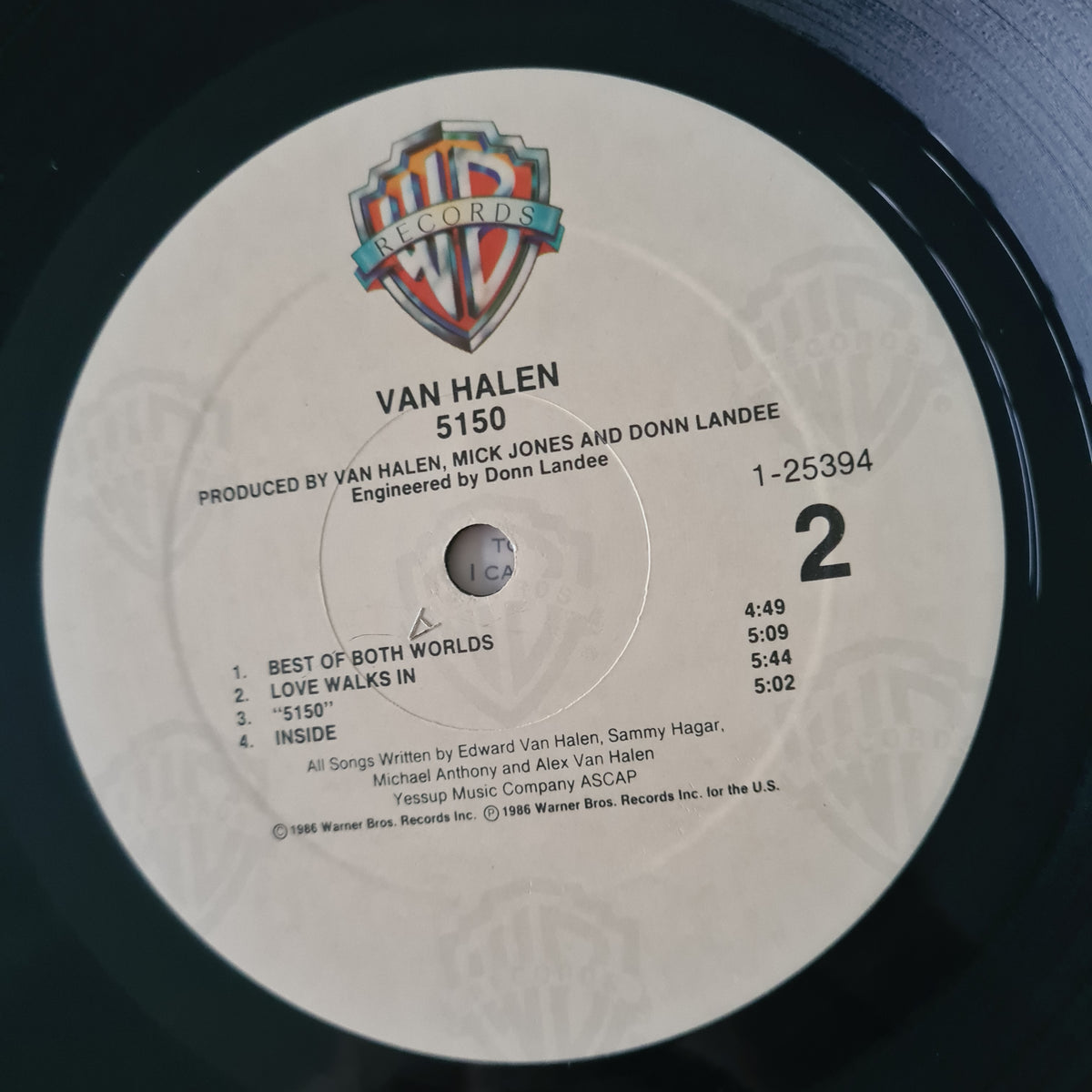 Van Halen – 5150 - 1986 (1st USA Pressing) - Vinyl Record LP - Sound Hound Records