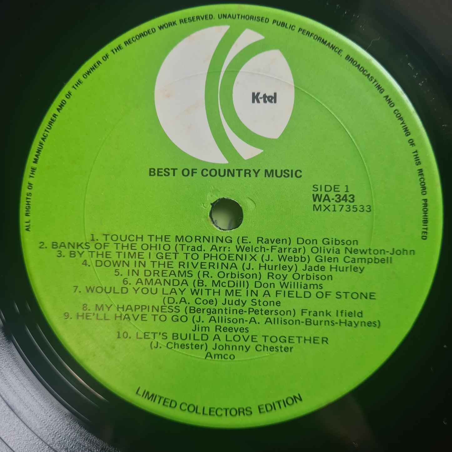 Various Artists/Hits album - Best Of Country Music - 1974 - Vinyl Record LP - Sound Hound Records