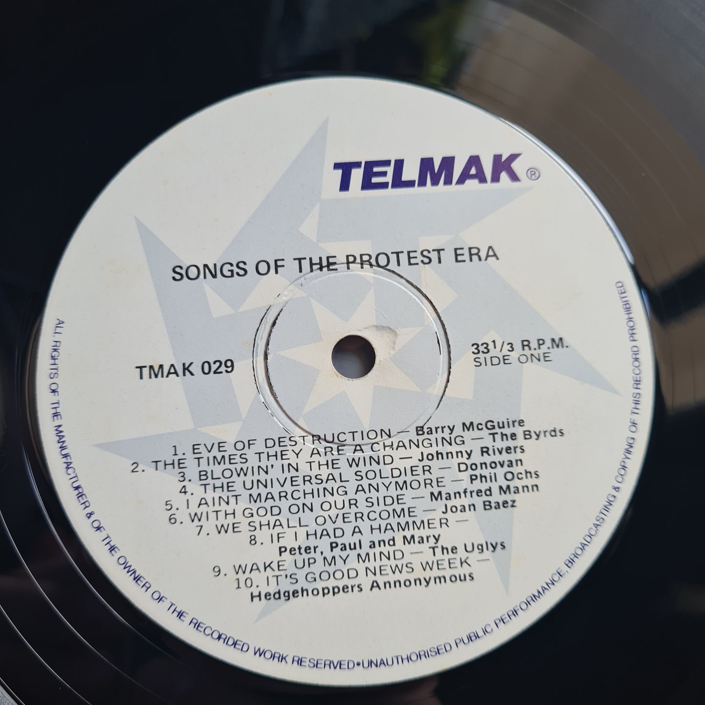 Various Artists – Songs Of The Protest Era- 1981 - Vinyl Record LP - Sound Hound Records