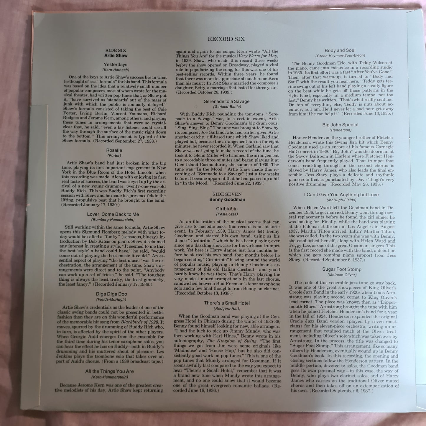 Various Artists: – Swing Hits (Tommy Dorsey, Benny Goodman, Glenn Miller, Artie Shaw) - 6 LP Vinyl Record BOX SET - Sound Hound Records