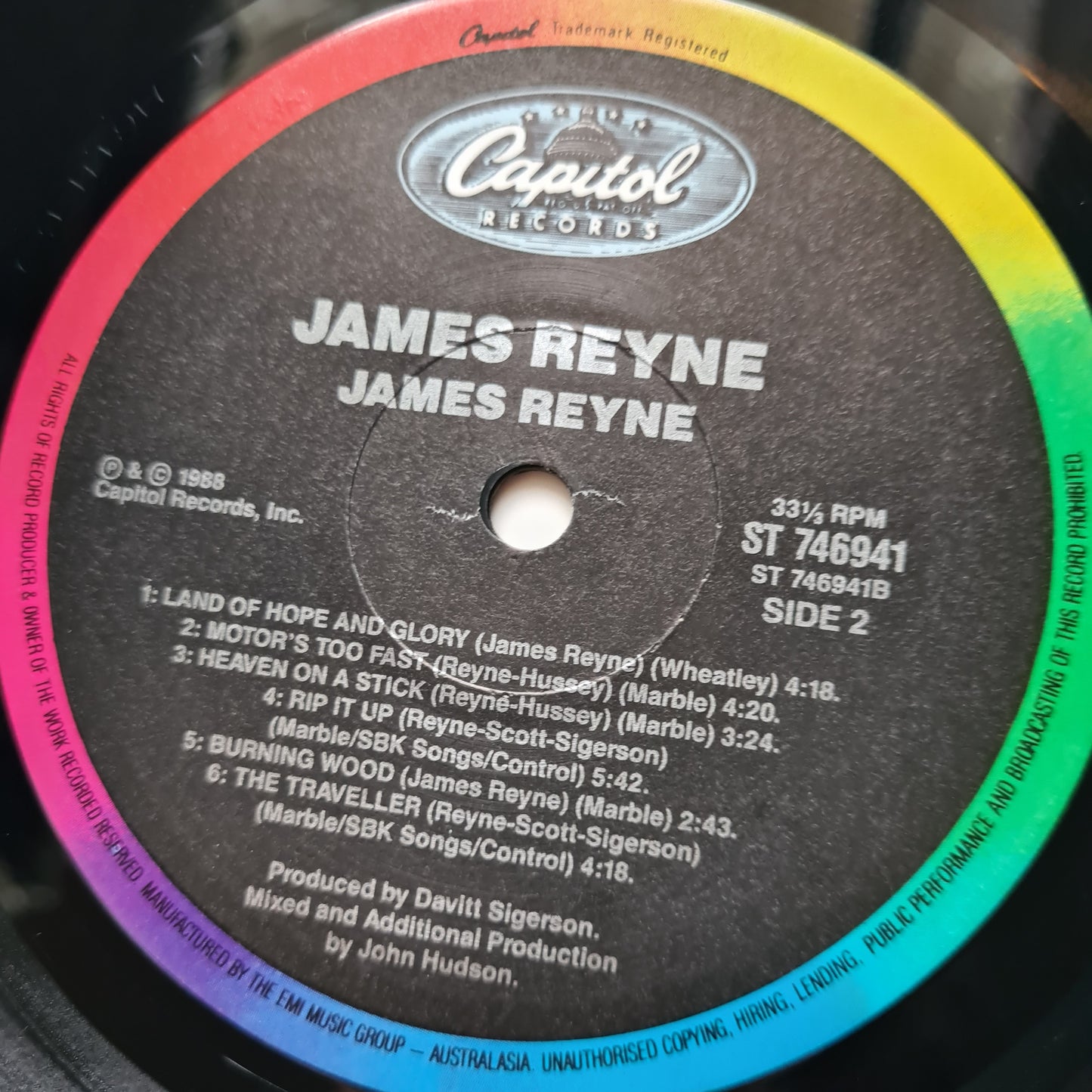 James Reyne – 1988 - Vinyl Record LP (Excellent)