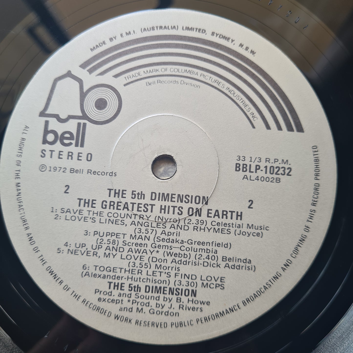 The 5th Dimension – Greatest Hits On Earth - 1972 (Australian reissue) - Vinyl Record LP