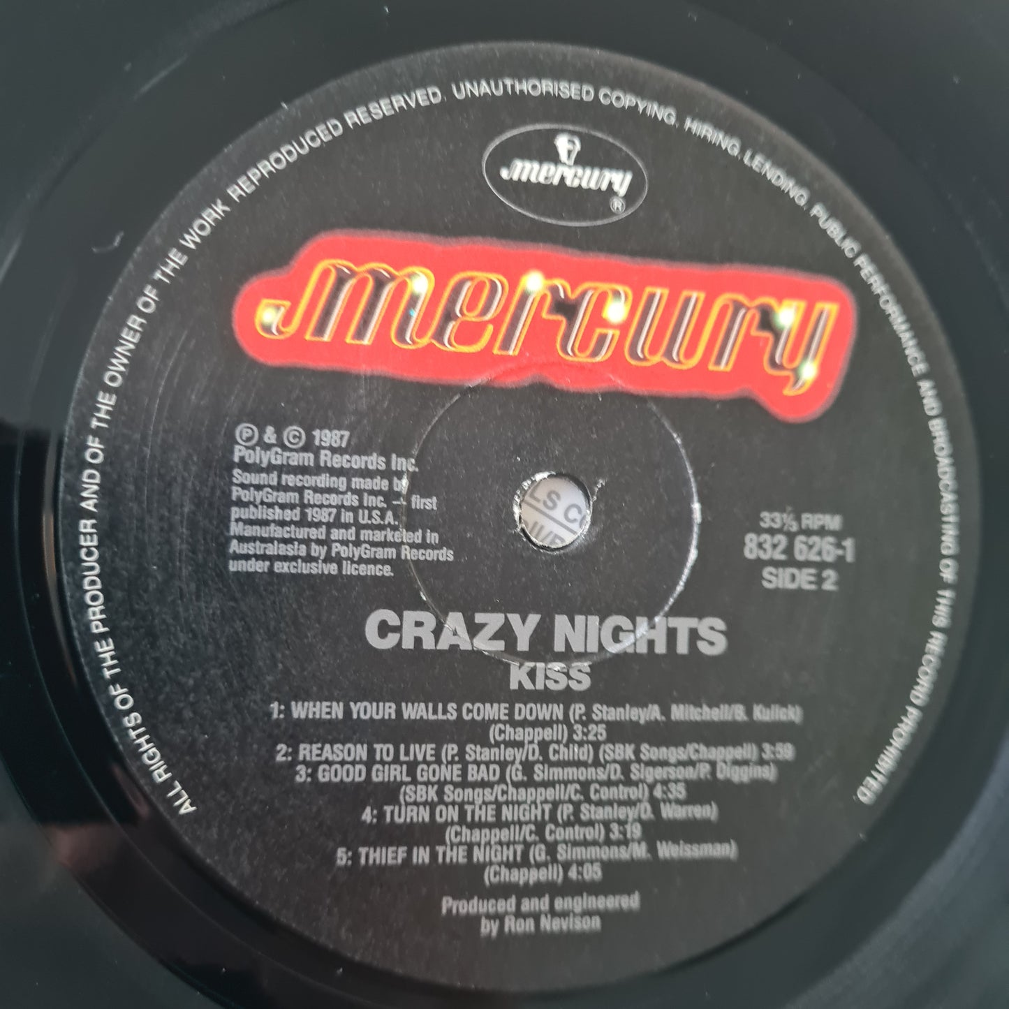 KISS – Crazy Nights - 1987 (Australian Pressing)- Vinyl Record LP