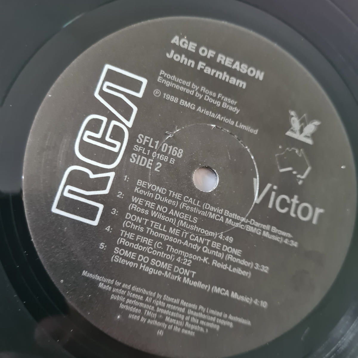 John Farnham – Age Of Reason - 1988 - Vinyl Record LP