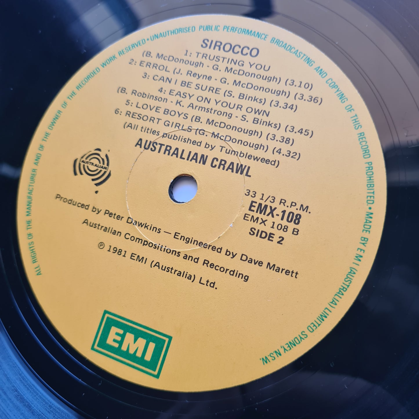 Australian Crawl – Sirocco - 1981 - Vinyl Record LP