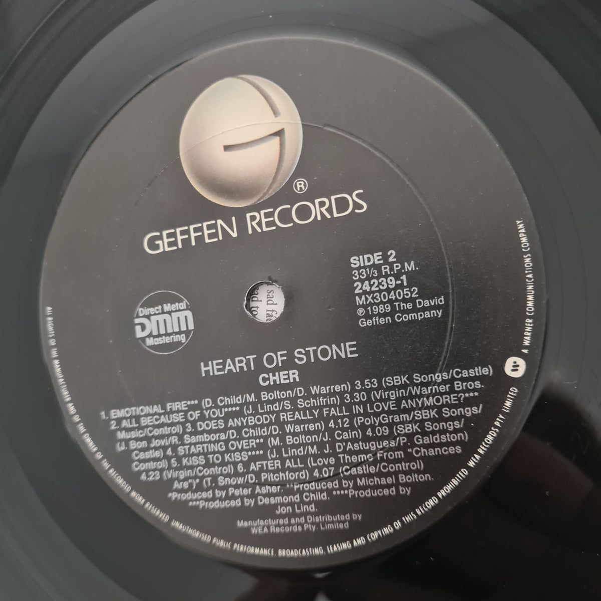 Cher – Heart Of Stone - 1989 (Rare Skull Cover Variation) - Vinyl Record LP