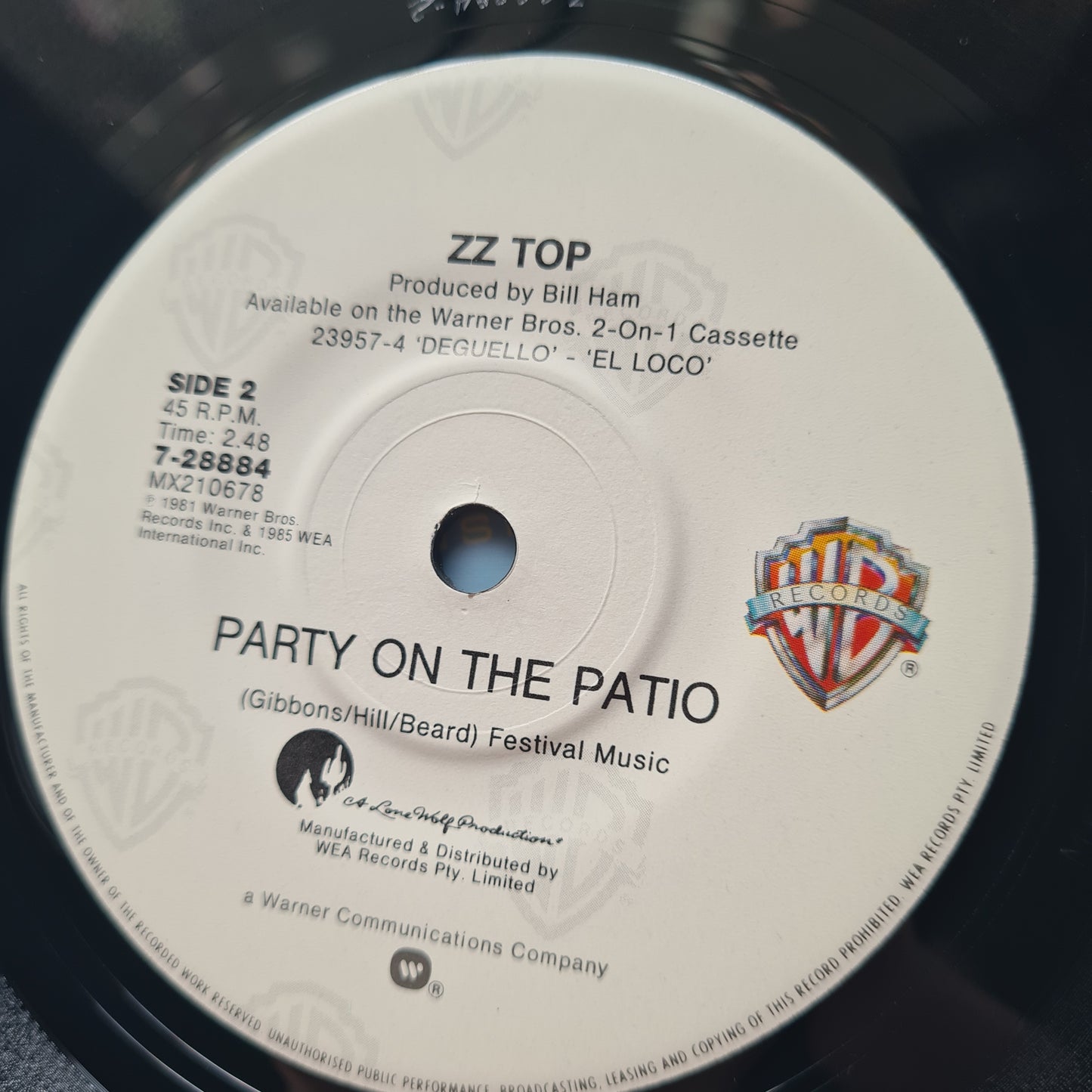 ZZ Top - Sleeping Bag/Party On The Patio - 1985 - Vinyl Record 7" Single - 45 RPM