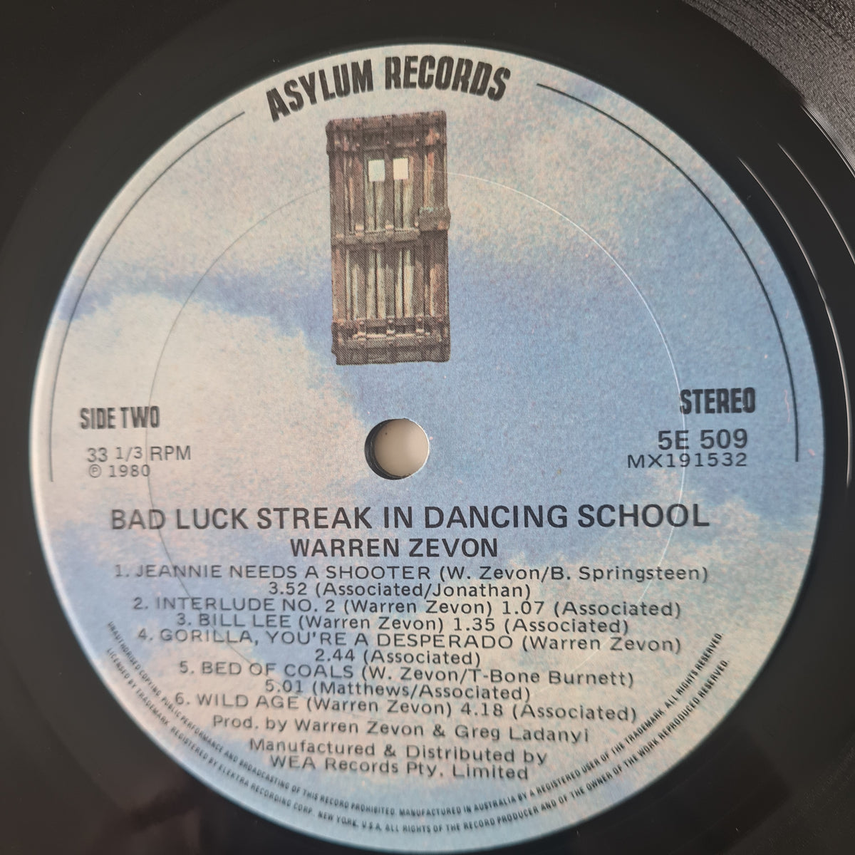 Warren Zevon – Bad Luck Streak In Dancing School - 1980 - Vinyl Record LP