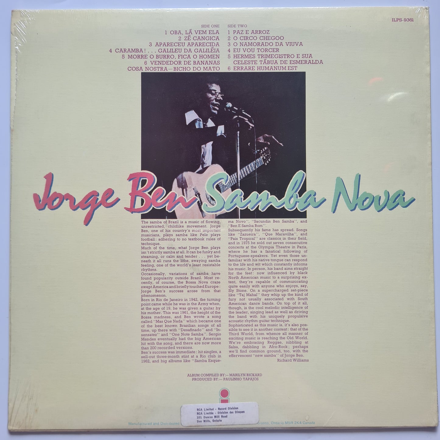 Jorge Ben – Samba Nova - 1976 - Vinyl Record LP 🇧🇷