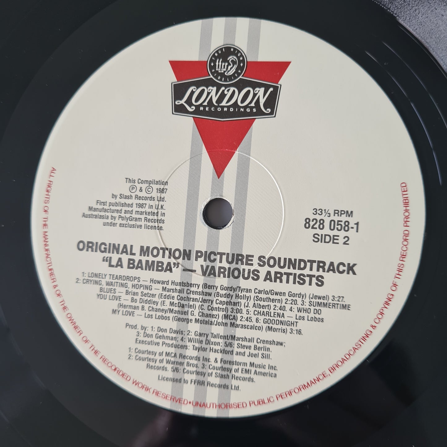 Los Lobos & various – La Bamba: Original Motion Picture Soundtrack - 1987 - Vinyl Record LP