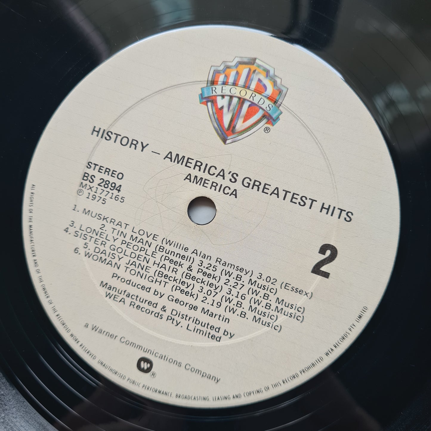 America – History: America's Greatest Hits - 1975 (Late 70's Australian Reissue) - Vinyl Record LP