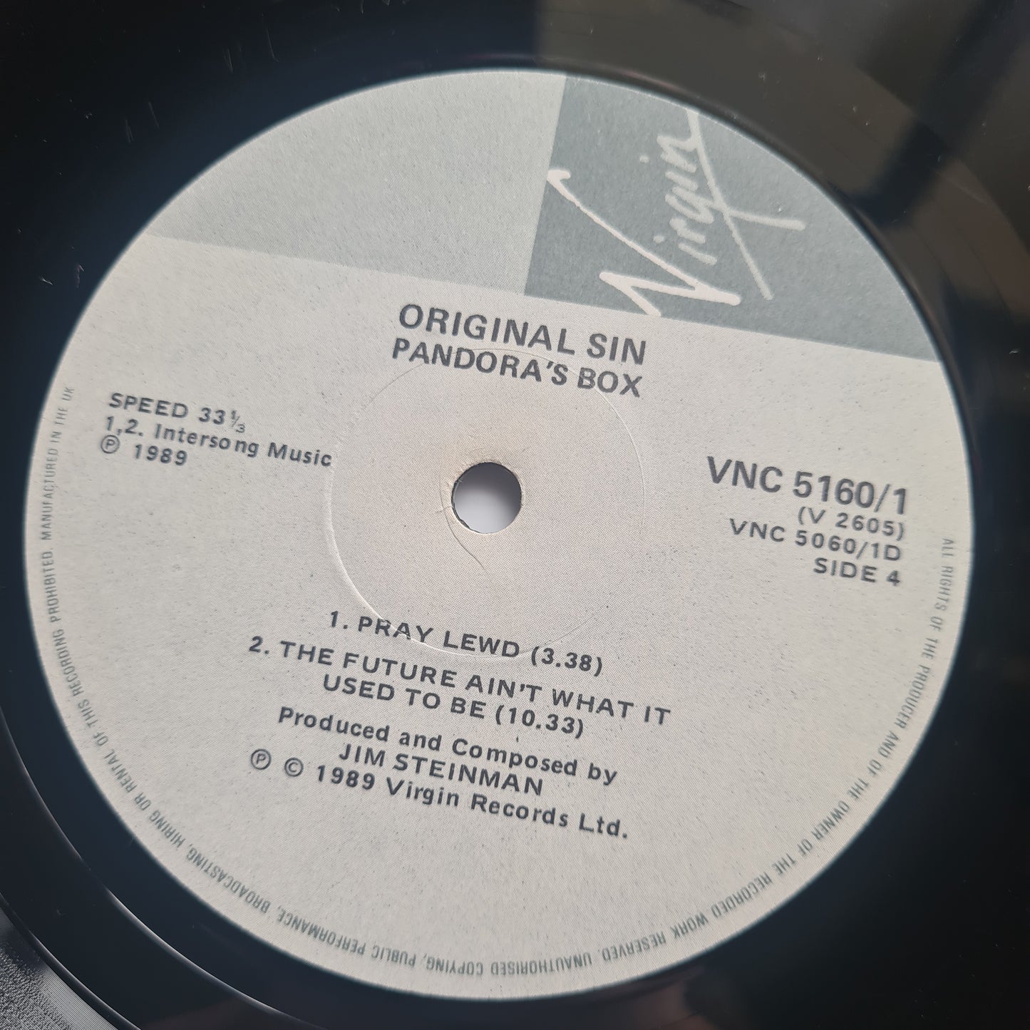 Pandora's Box (Jim Steinman) – Original Sin- 1989 (South African Pressing) - Vinyl Record 2LP