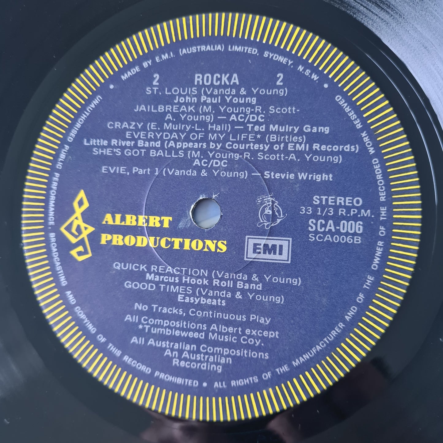 Various Artists (AC/DC, Angels, Stevie Wright, etc) – Rocka (Blue Roo Alberts Artists Compilation Album) - 1976 - Vinyl Record LP