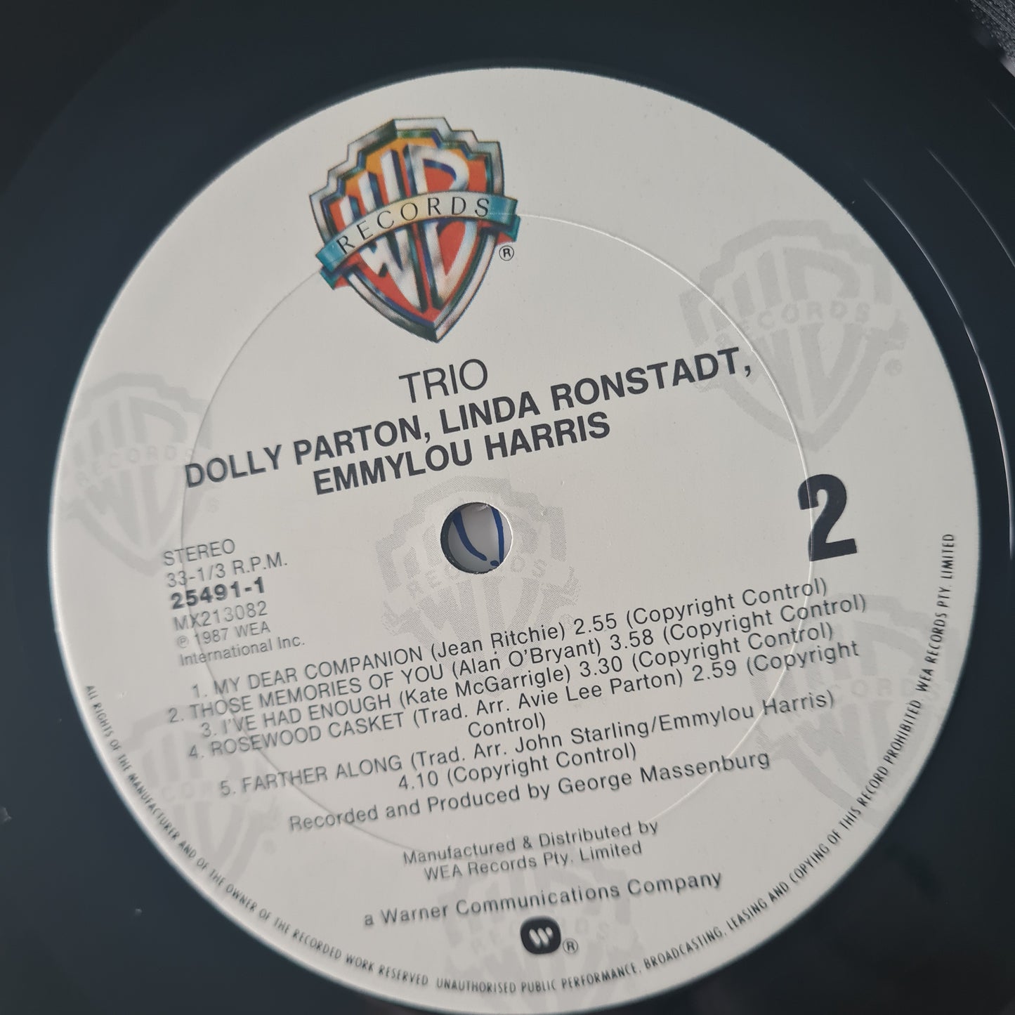 Dolly Parton, Linda Ronstadt, Emmylou Harris – Trio - 1987 - Vinyl Record LP