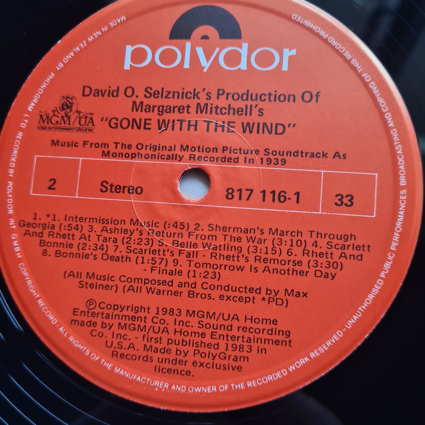 Max Steiner – Gone With The Wind (Music From The Original Motion Picture Soundtrack As Monophonically Recorded In 1939) - 1967 (1983 Australian Pressing) - Vinyl Record LP