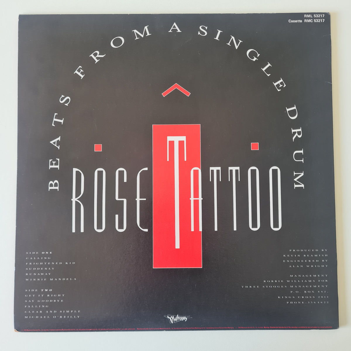 Rose Tattoo – Beats From A Single Drum - 1986 - Vinyl Record LP (excellent)