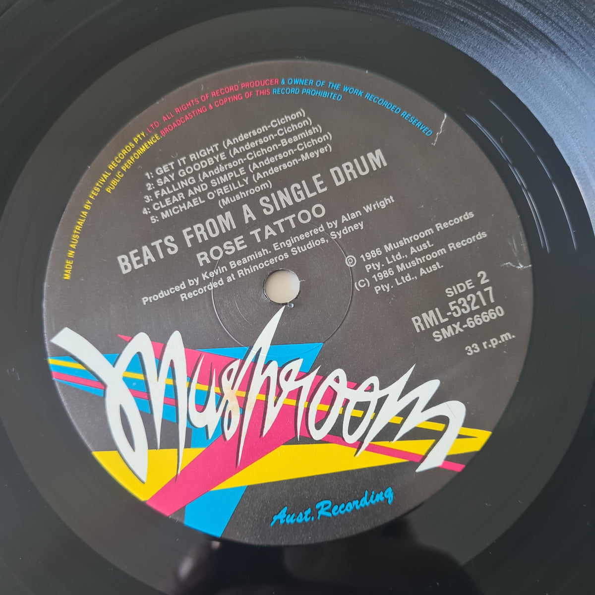 Rose Tattoo – Beats From A Single Drum - 1986 - Vinyl Record LP (excellent)
