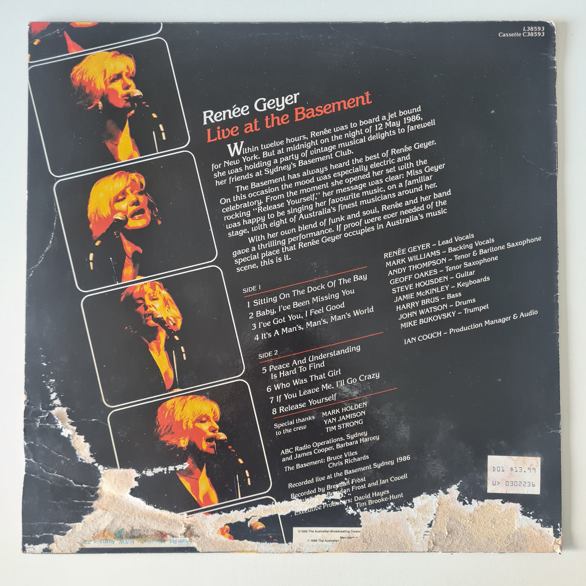 Renee Geyer – Live At The Basement - 1986 - Vinyl Record LP