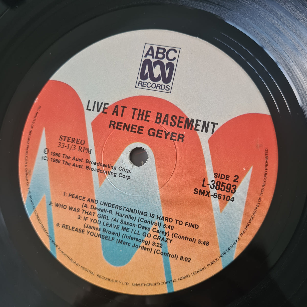 Renee Geyer – Live At The Basement - 1986 - Vinyl Record LP