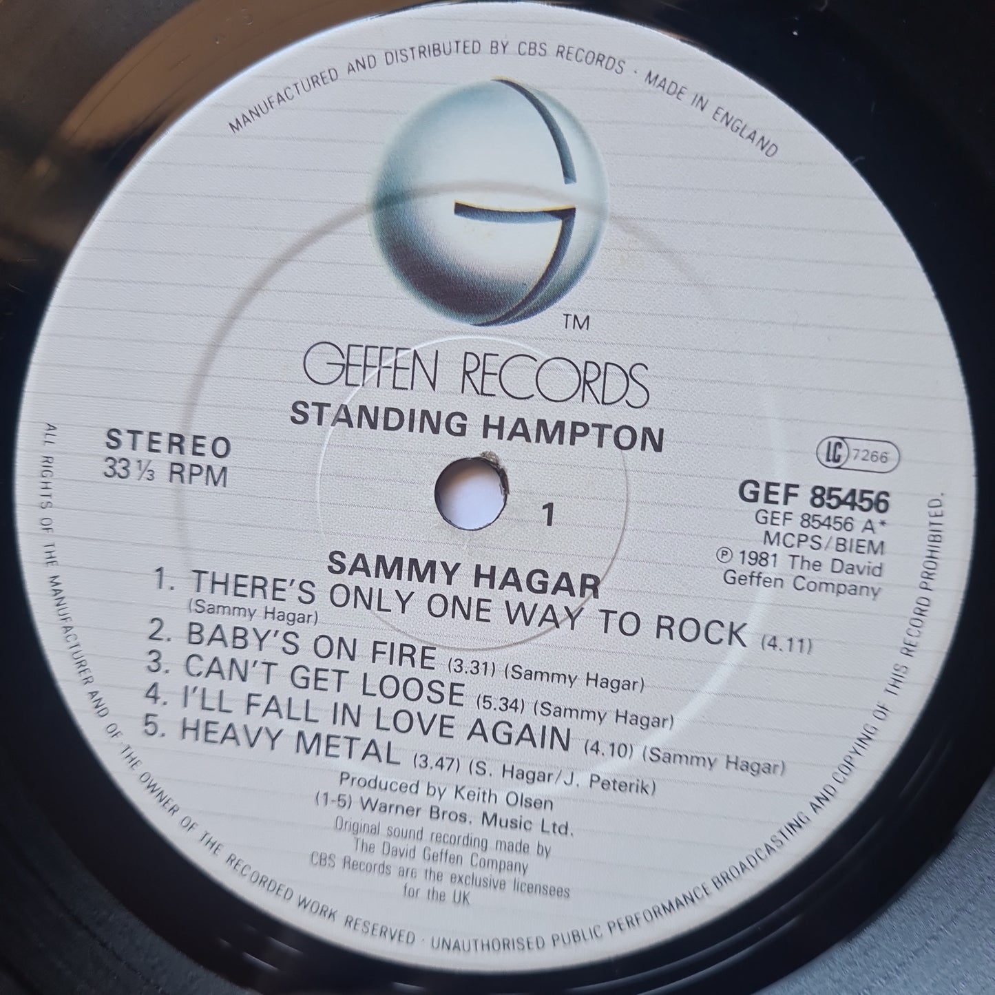 Sammy Hagar (Van Halen) – Standing Hampton - 1981 (European Pressing) - Vinyl Record LP