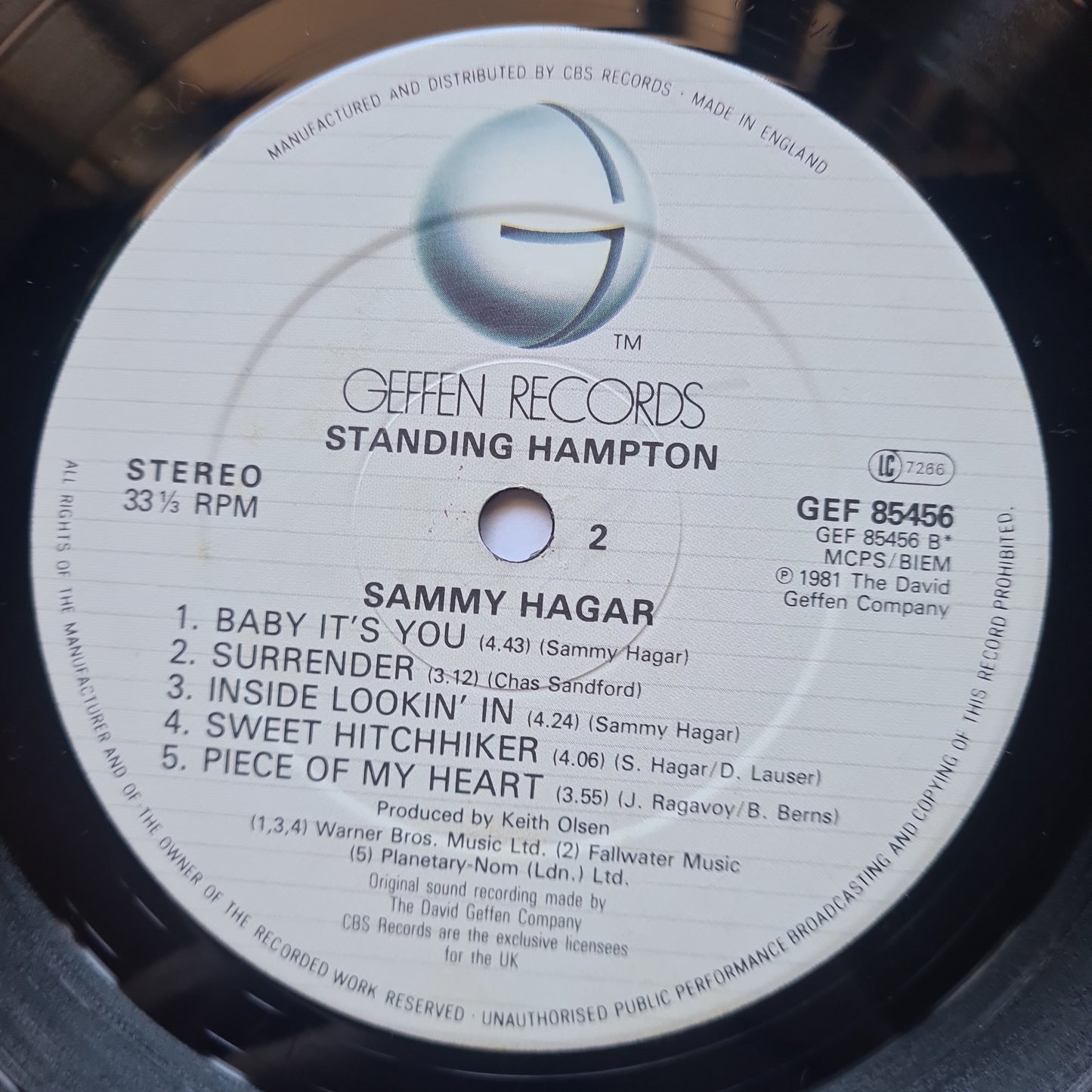 Sammy Hagar (Van Halen) – Standing Hampton - 1981 (European Pressing) - Vinyl Record LP