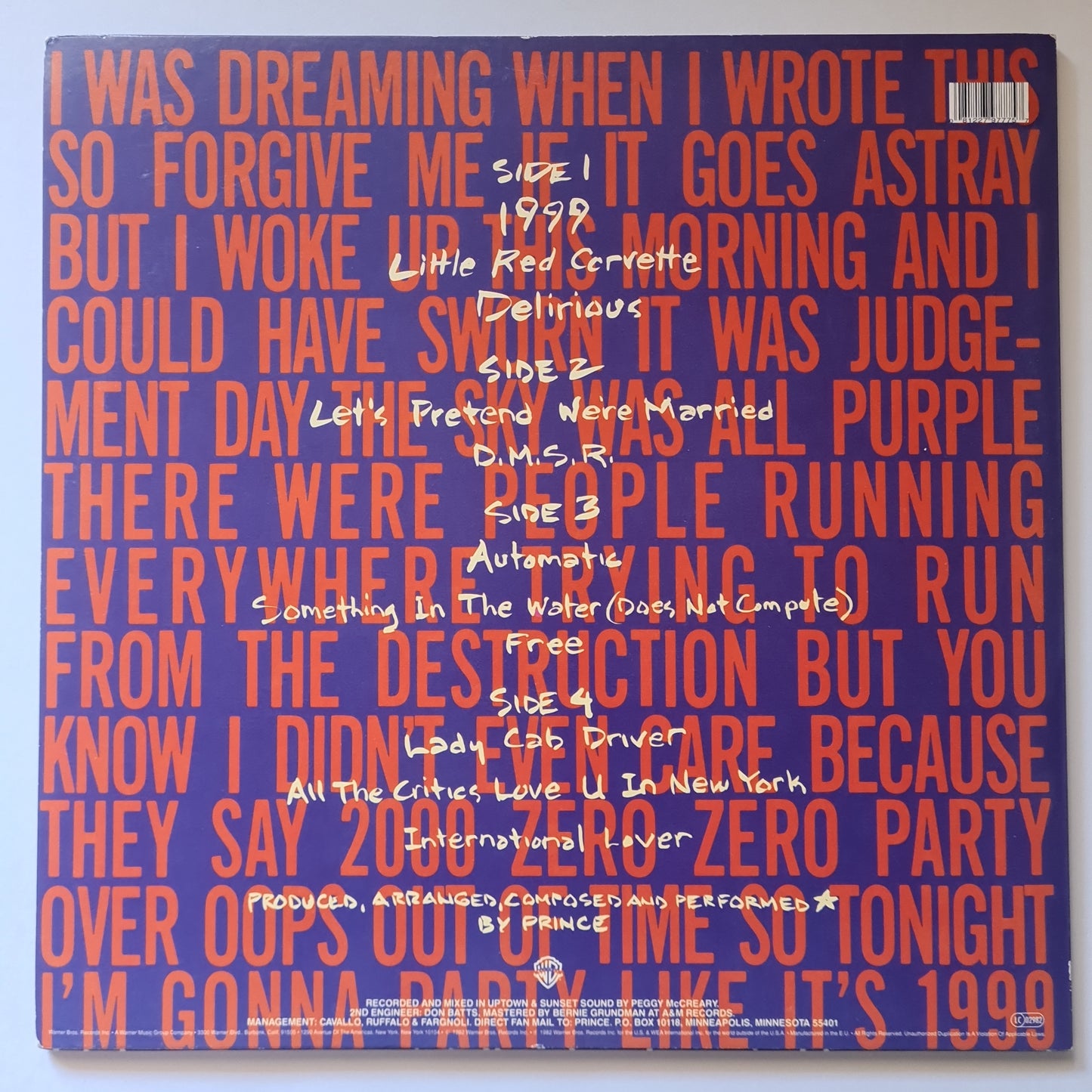 Prince – 1999 - 1982 (2011 European Pressing) - Vinyl Record 2LP
