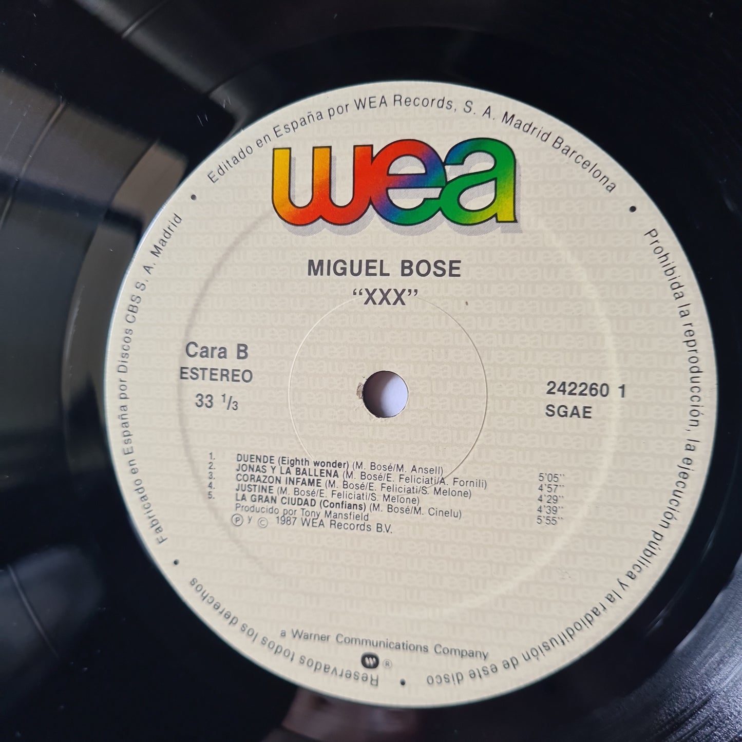 Bosè – XXX - 1987 - Vinyl Record LP